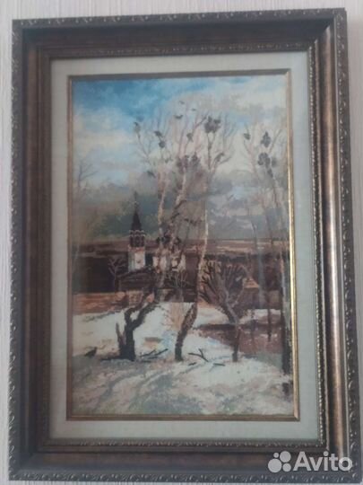 Картина вышитая крестом Васнецов грачи прилетели