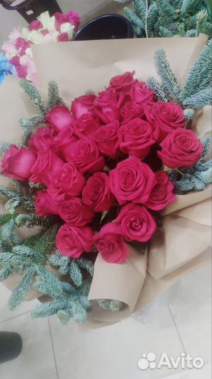 Букет цветов. Розы. Гипсофила