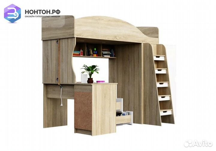 Кровать-чердак Сэнди дуб сонома светлый / белый гл