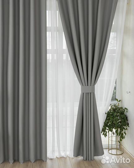 Шторы блэкаут Марсель Серая гавань