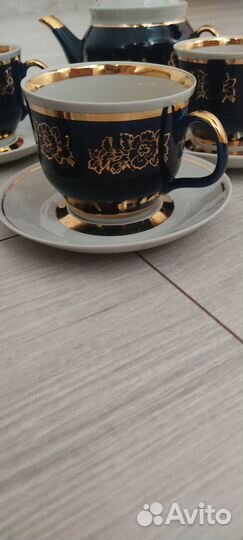 Чайный сервиз кобальт с золотом СССР Полонне