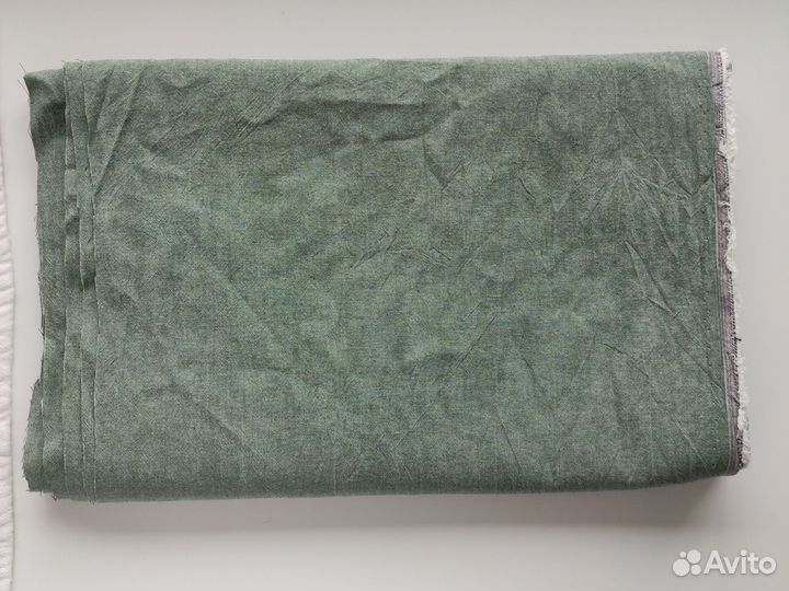 Отрез ткани стиранный хлопок зеленый