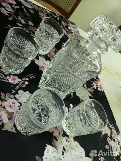 Графин хрустальный Богемия и 4 стакана