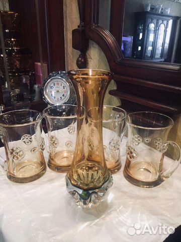 Кружки цветное гутное стекло винтаж