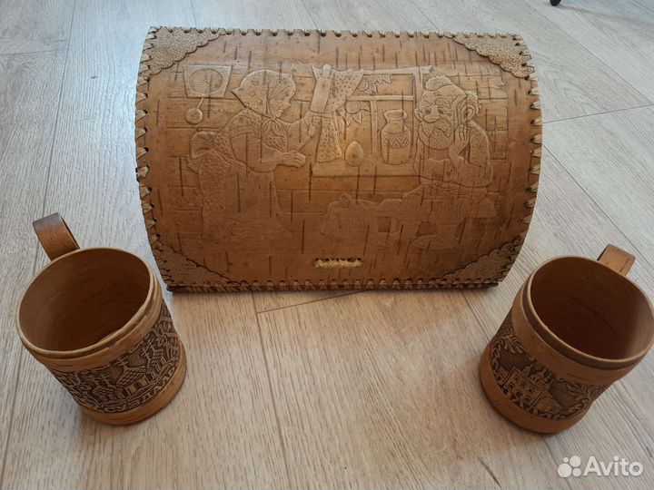 Кружки из бересты. Хлебница из лозы