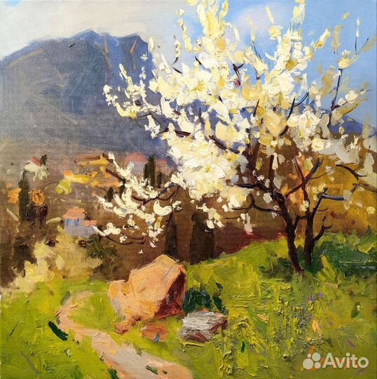 Картина маслом на холсте пейзаж 40*40см