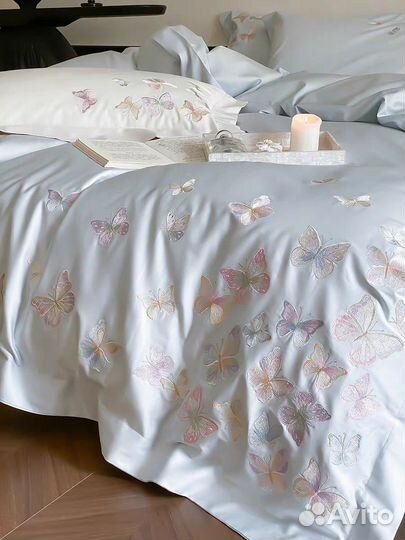 Постельный комплект с вышивкой/хлопок/евро