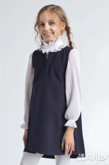 Школьный сарафан син.клеш р.140