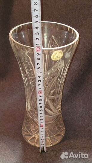 Большая хрустальная ваза СССР новая 30см