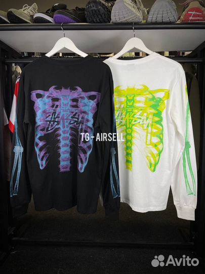 Лонгслив Stussy rib cage рефлективная