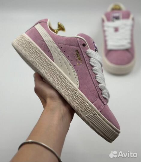 Кроссовки женские дутые розовые Puma Suede XL