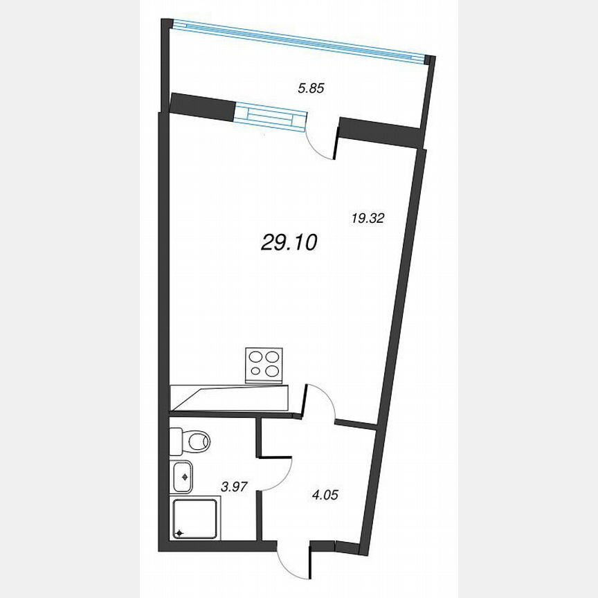 Квартира-студия, 33,2 м², 10/22 эт.