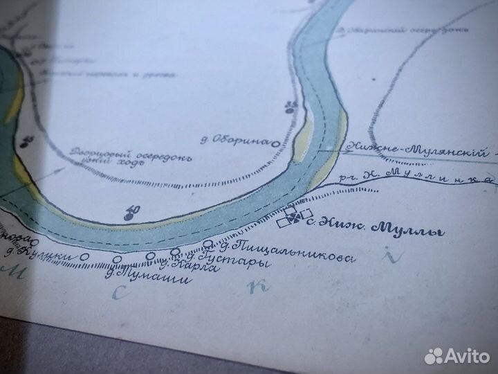 Старинная карта реки Камы