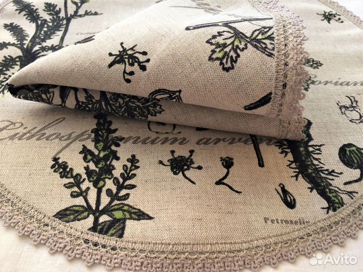 Салфетка сервировочная круглая 37см -№5, полульнян