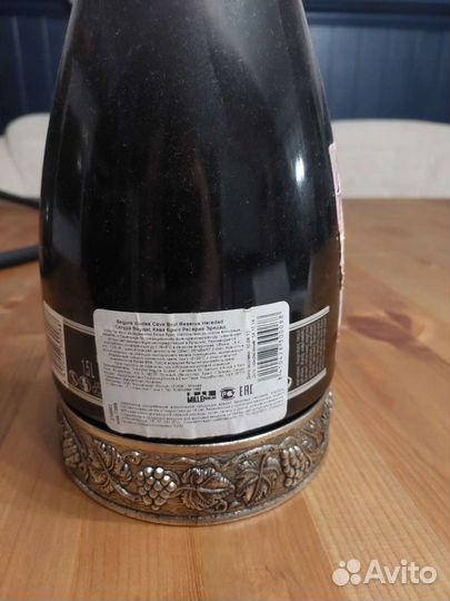 Бутылка стеклянная из под шампанского,украшена сер