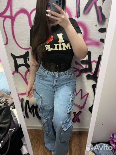 Джинсы карго с карманами