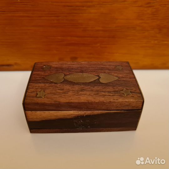 Спичечница деревянная с медной отделкой Европа