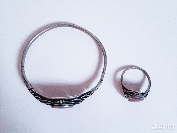 Браслет и перстень родонит комплект украшений СССР