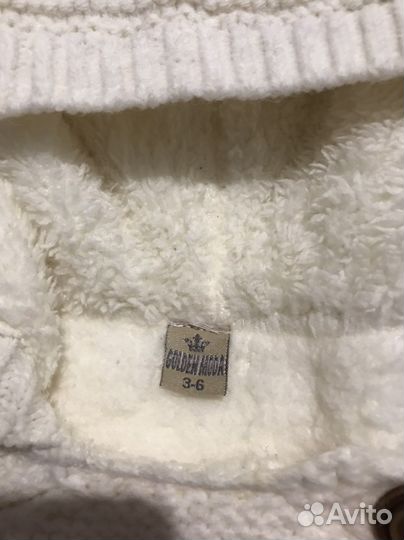 Детский вязанный комбинезон на меху с шапкой