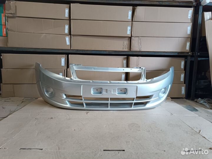 Бампер передний лада гранта серебристый (платина)
