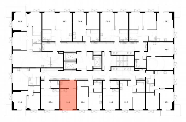 Квартира-студия, 20,1 м², 9/24 эт.