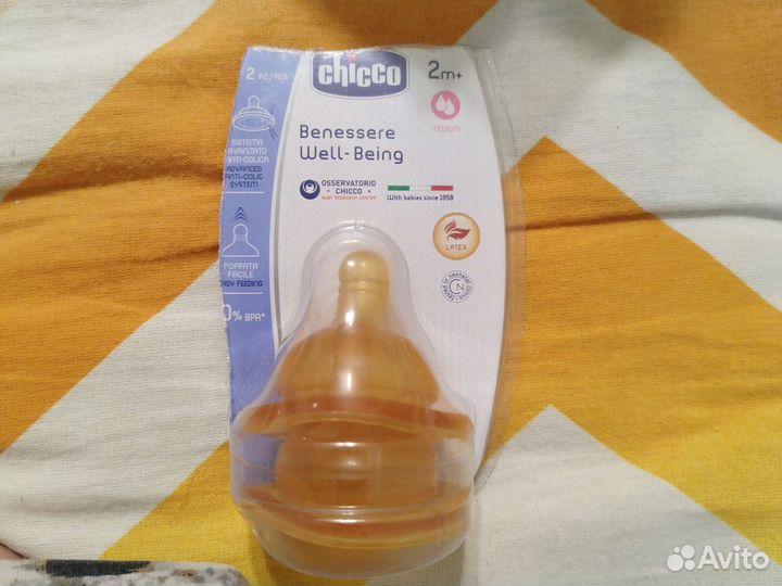 Соска Well-Being,chicco, латекс, ср.поток, 2шт