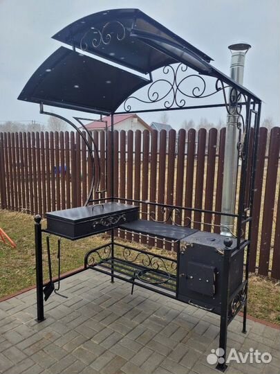 Мангал кованый с печкой и крышей