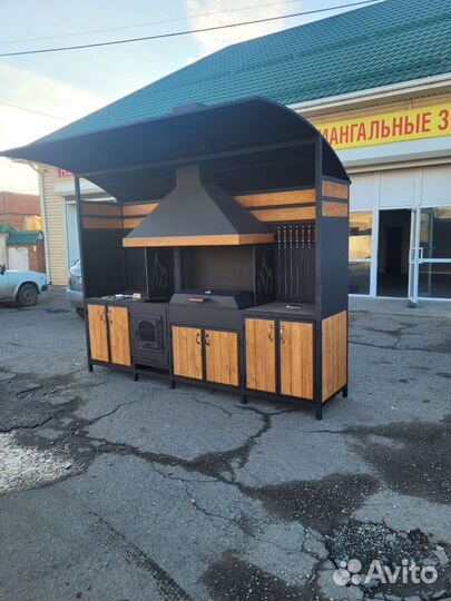 Мангальная зона, мангал 8 мм, казан, гриль