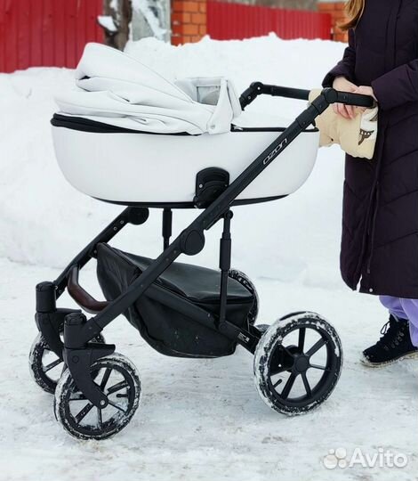 Коляска rico basic 2 в 1 белая экокожа