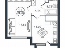 1-к. квартира, 40 м², 14/15 эт.