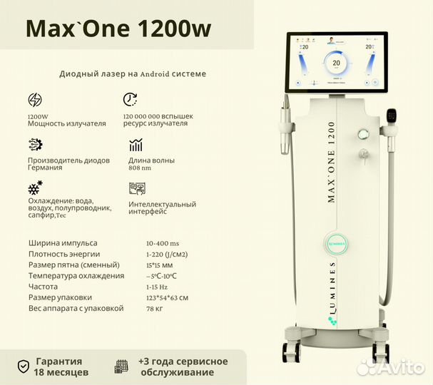 Диодный лазер для эпиляции Люминес’ MaxOne 1200в