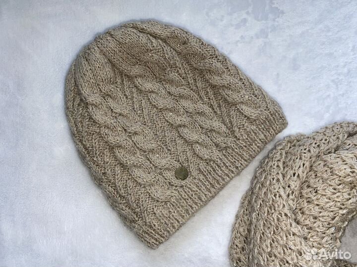 Шапка + снуд женский теплый