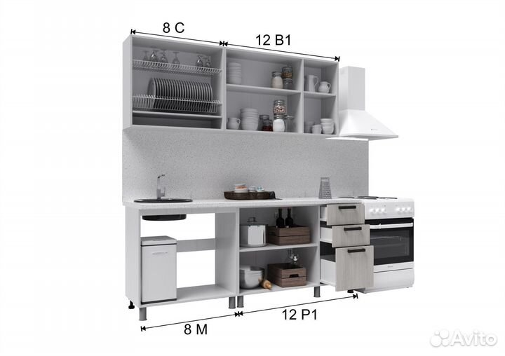 Кухня новая 2 метра готовое решение