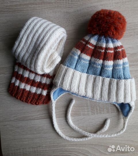 Комплект шапка и шарф детский 3-5 лет зимний
