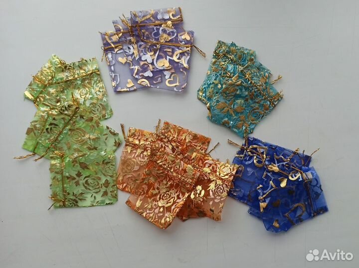 Пакетики подарочные органза фольгированные 24 шт