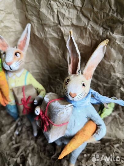 Ватные игрушки, заяц, кролик, ёлочная игрушка