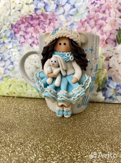 Кружечки с декором из полимерной глины