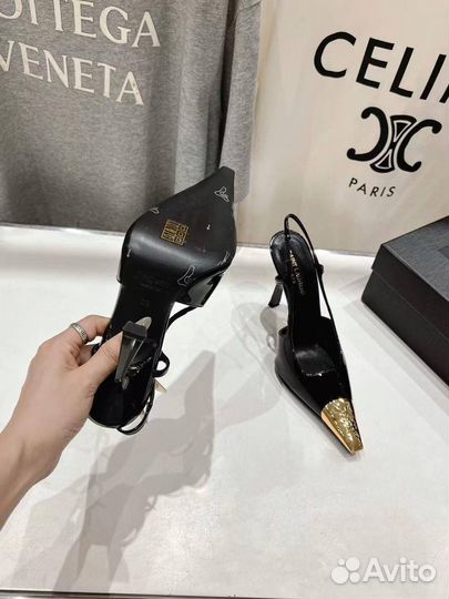 Туфли Saint Laurent YSL slingback лаковая кожа