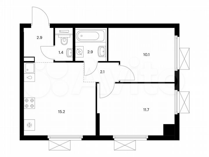 2-к. квартира, 46,3 м², 18/25 эт.