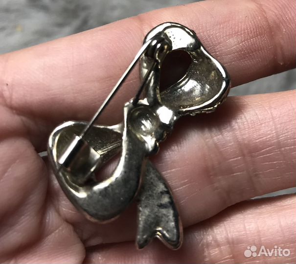 Брошь брошка бантик с камнями цвет бронза