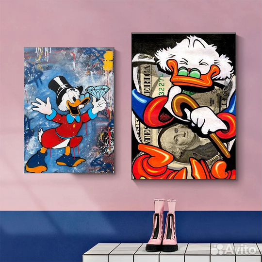 Картина Скрудж Макдак на холсте, в интерьер, офис