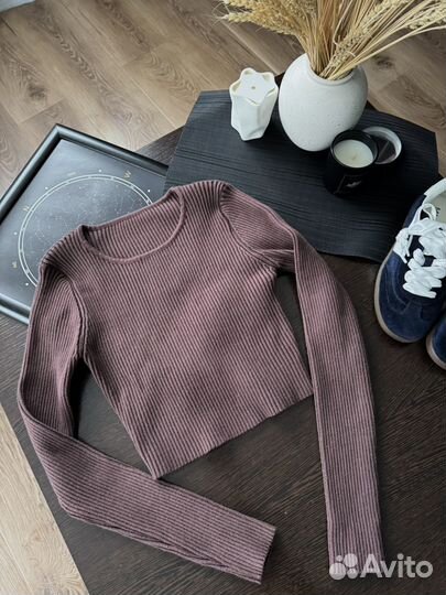 Лонгслив коричневый