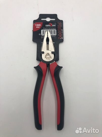 Пассатижи 180мм с красно-черной ручкой