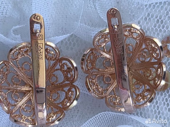 Золотые серьги 583 пробы СССР