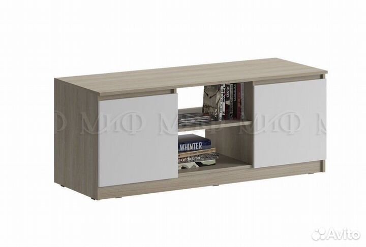 Тумба под тв Челси белая, дуб сонома