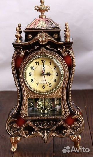 Ретро часы настольные красный/золото