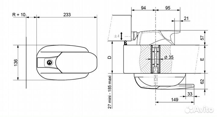 Ручка-замок для двери холодильной камеры Fermod431