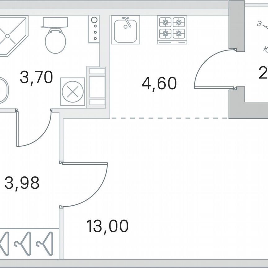 Квартира-студия, 26,4 м², 4/4 эт.