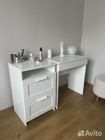 Туалетный столик+комод с 2 ящиками, белый