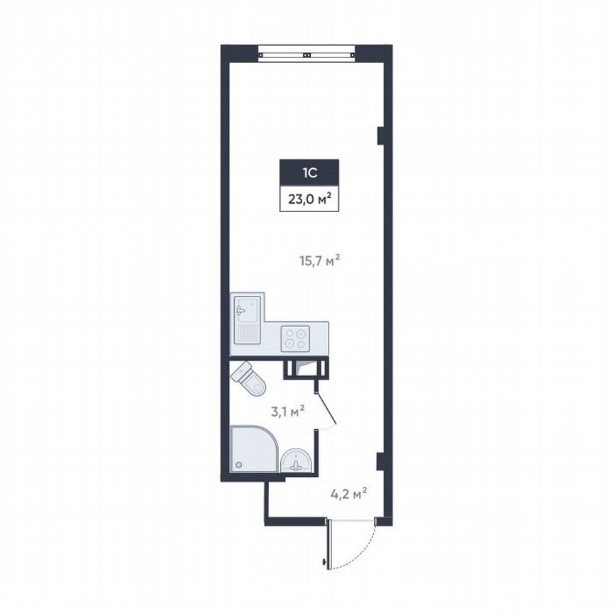 Квартира-студия, 23 м², 13/18 эт.